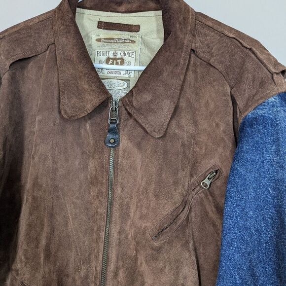 Vintage Chevignon Suede & Denim Jacket XXL – Embroidered Logo, Rare 80s/90s - Picture 3 of 15
